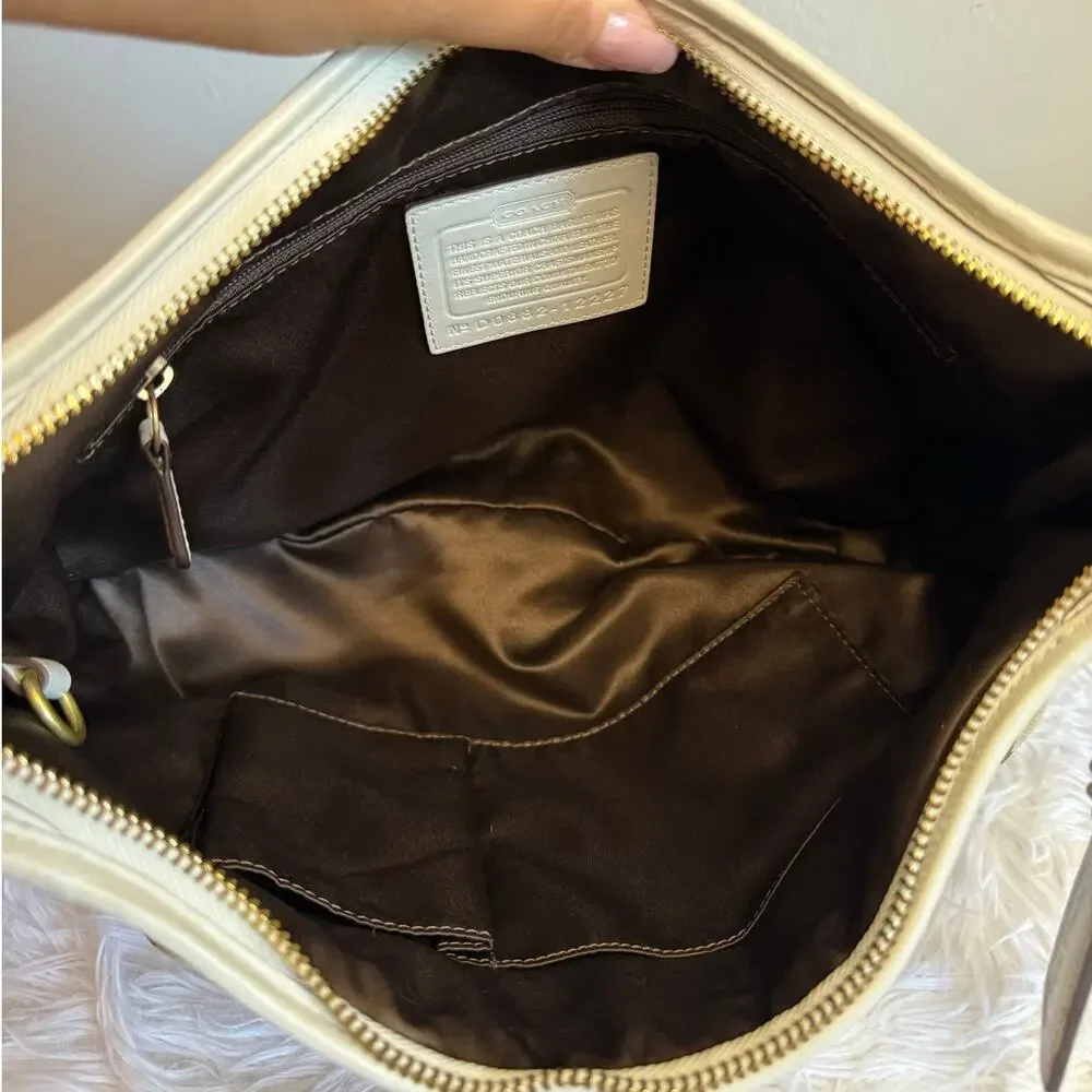 y2k COACH Brown Cream Signature Ergo Hobo Shoulder Bag